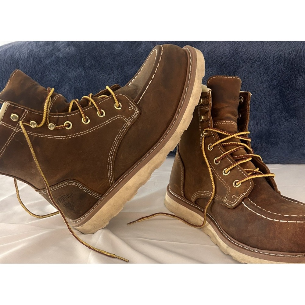 Herman Survivors Oakridge Boots Mens 10 Steel Toe Brown Leather Workwear ASTM